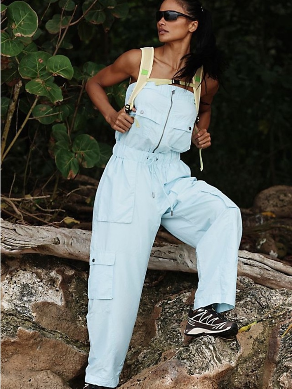 Free People Movement Shot Clock Light Blue Utility Onesie NWT